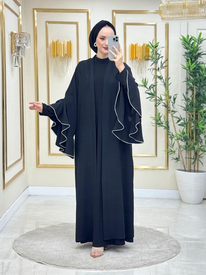 Eflin Volan Kollu Abaya Siyah