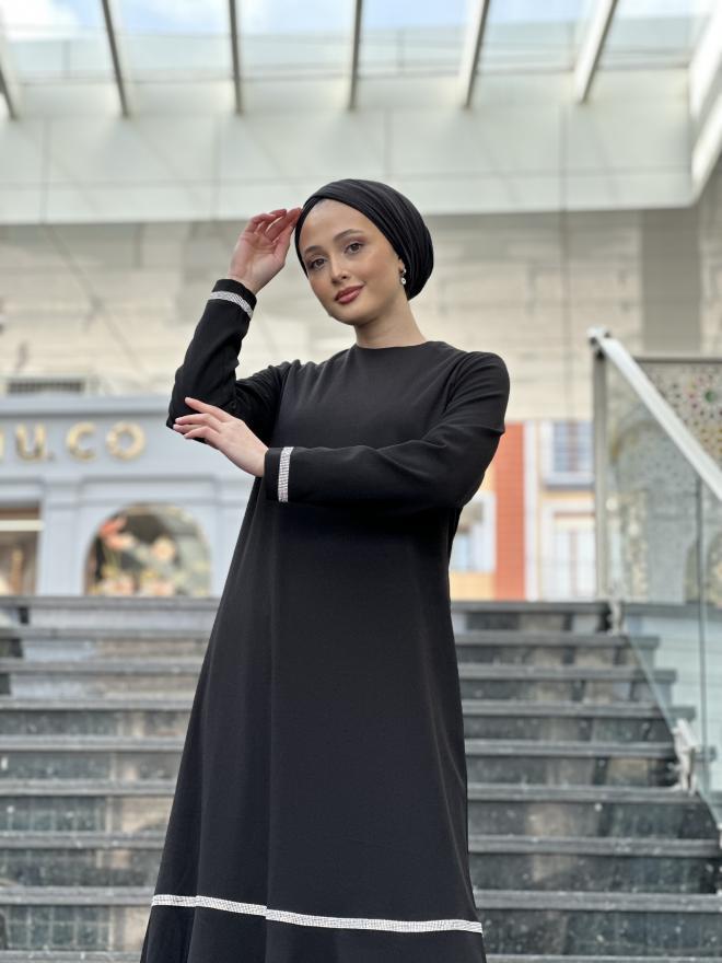 KOLLARI ETEGİ TAŞLI ELLBİSE