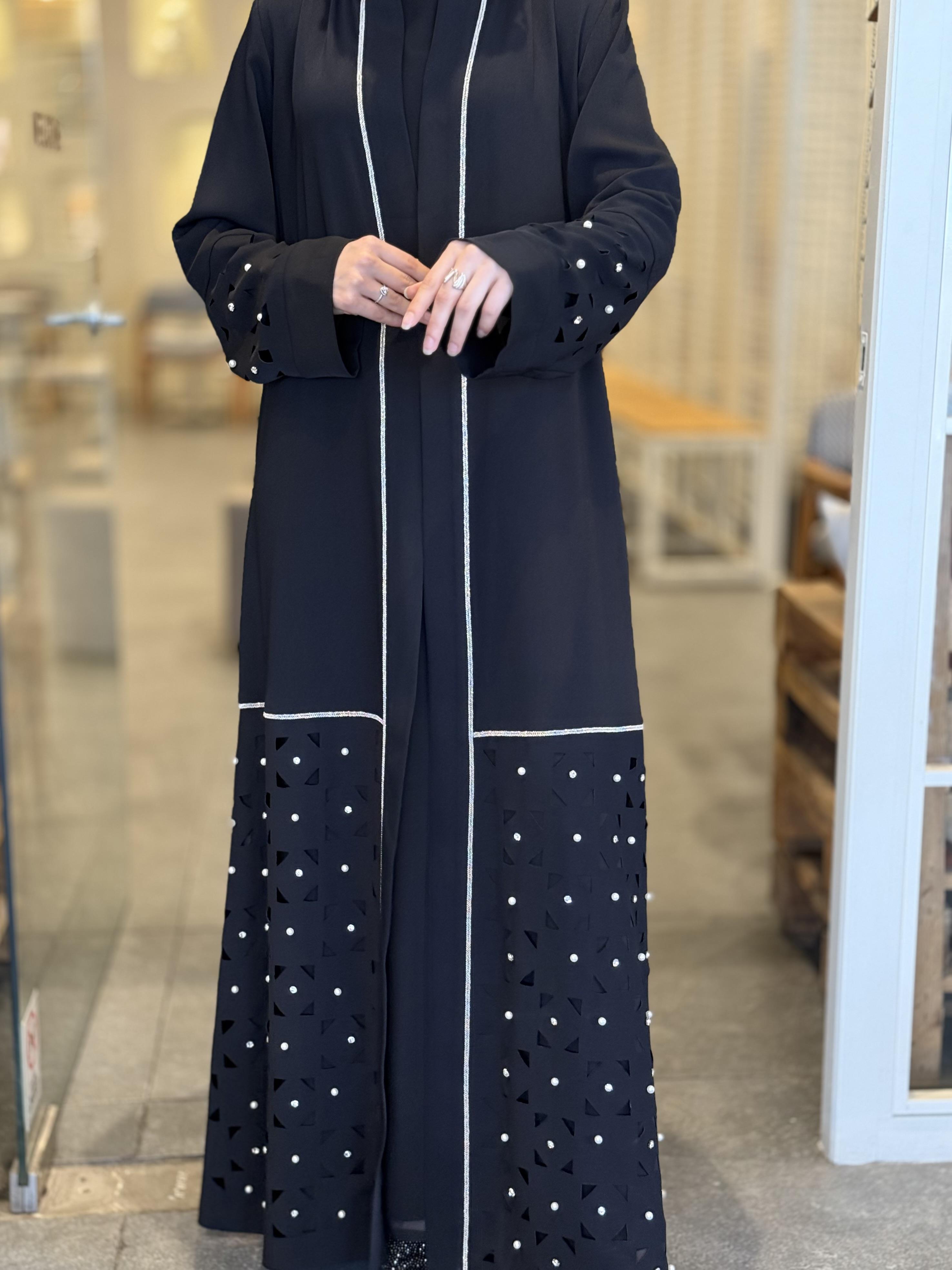 LAZER KESİM İNCİLİ ABAYA TAKIM