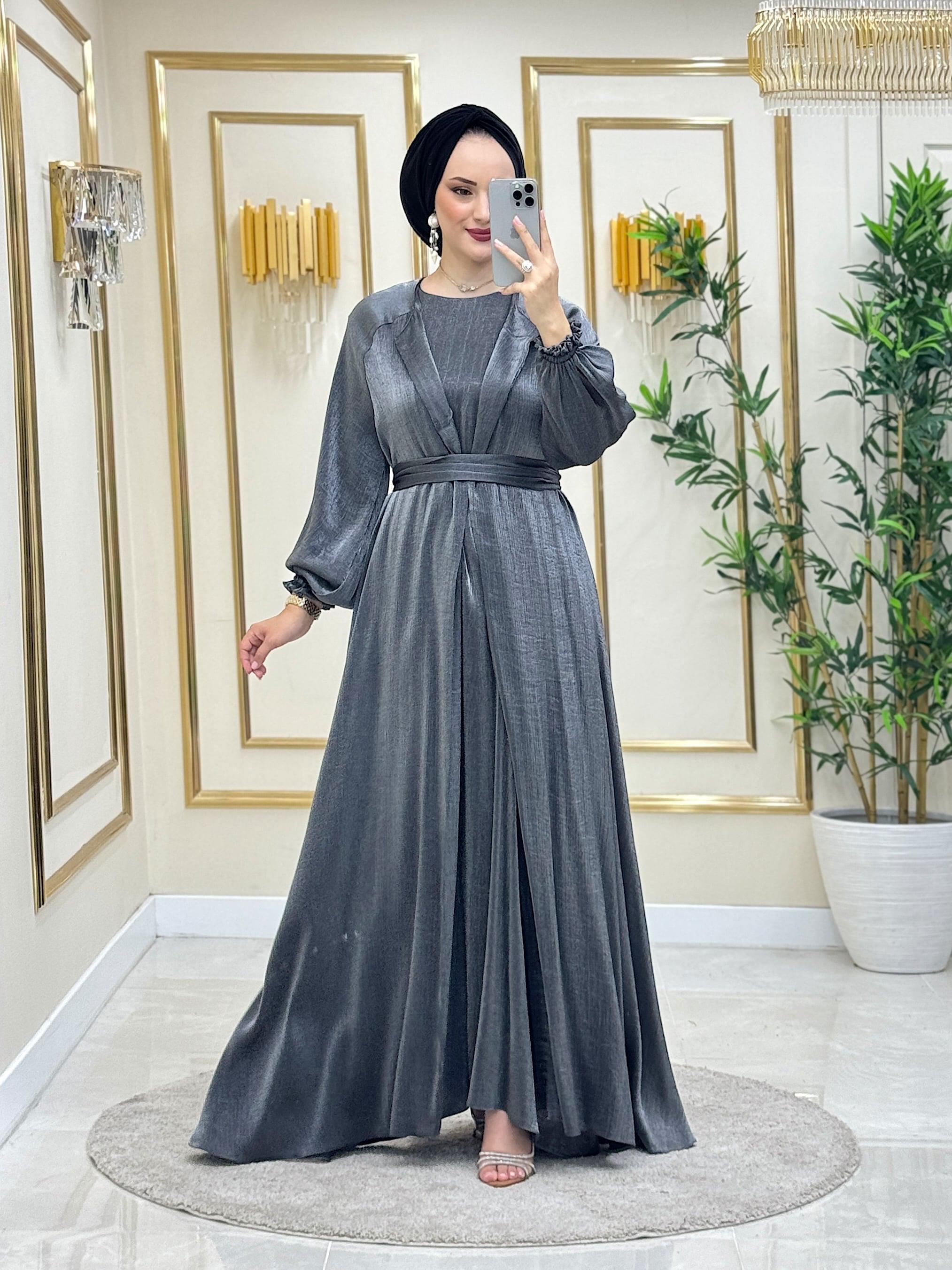 Parla Elbise İçlikli Takım Gri