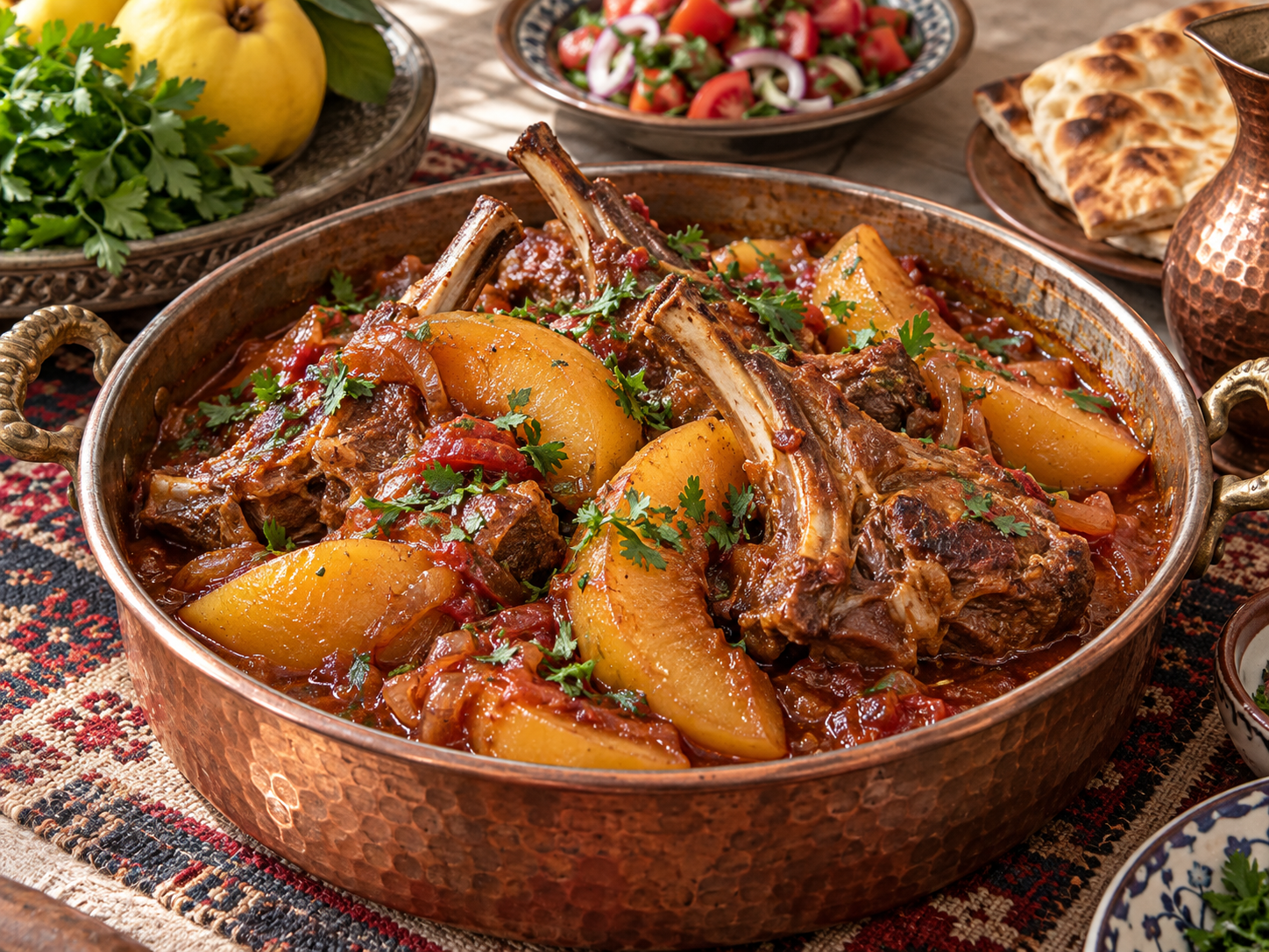 Gaziantep ayvalı ekşili taraklık,kuzu pirzolalı ayvalı yemek,nar ekşili Antep yemeği