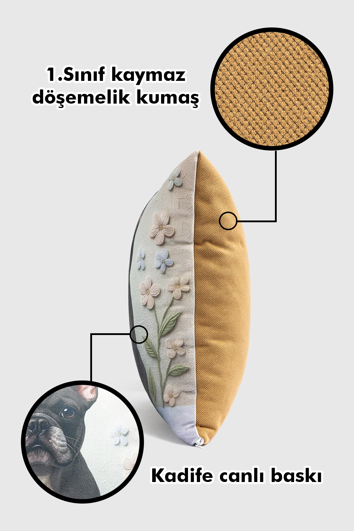 🐾 Fransız Bulldoglu Dijital Dokuma 2li Kırlent Kılıfı 🐾 veformdijidog26