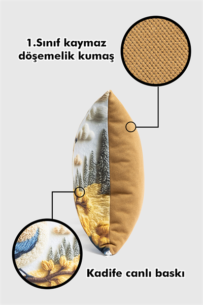 🐾 Kuş desenli  Dijital Dokuma 2li Kırlent Kılıfı 🐾 veformdijidog26