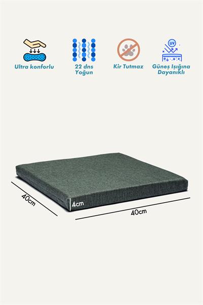 6lı Sandalye Minderi Fermuarlı Bağcıklı 22 dns Sünger Haki