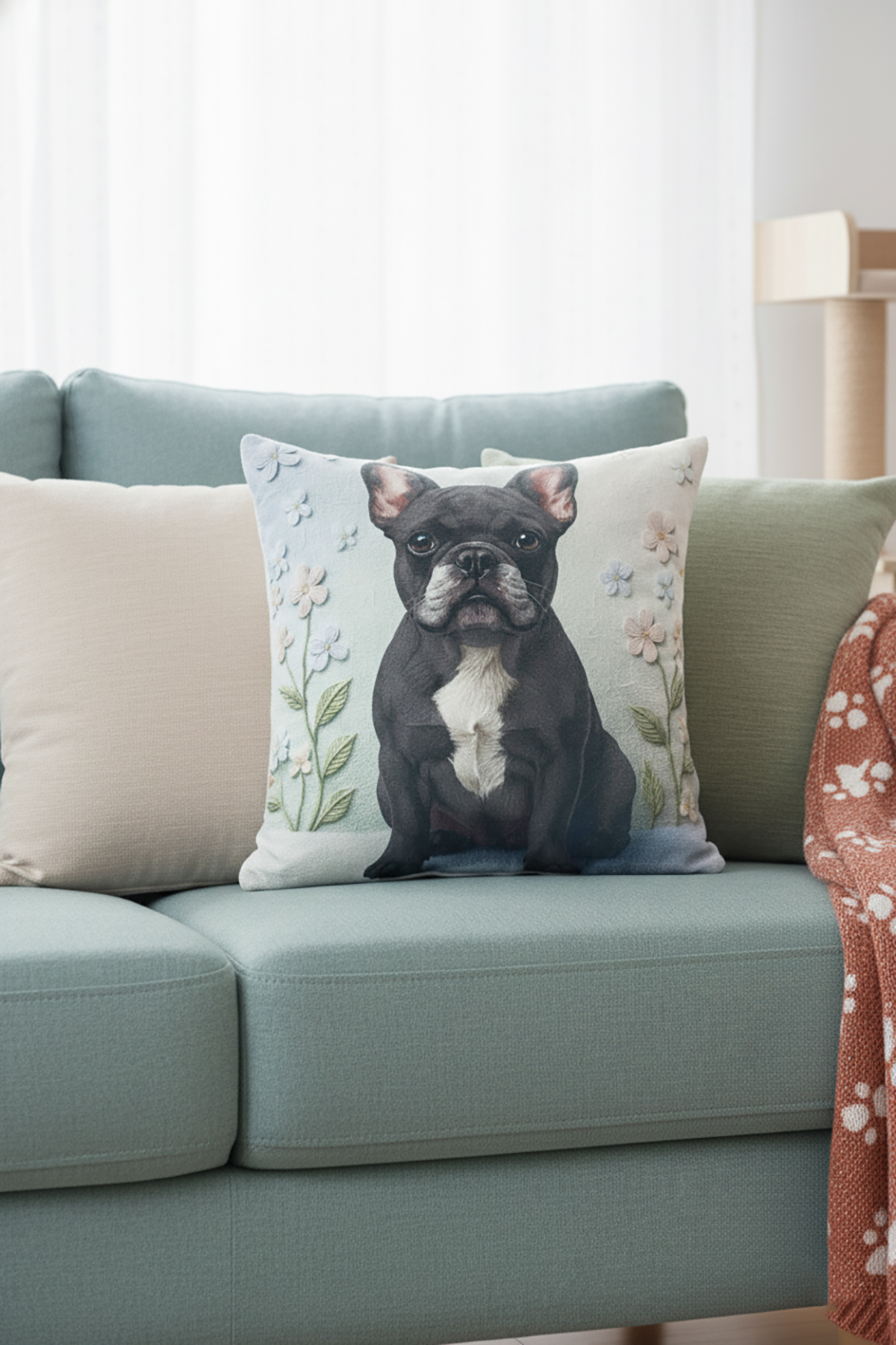 Veformdijidog26🐾 Fransız Bulldoglu Dijital Dokuma 2li Kırlent Kılıfı 🐾 veformdijidog26