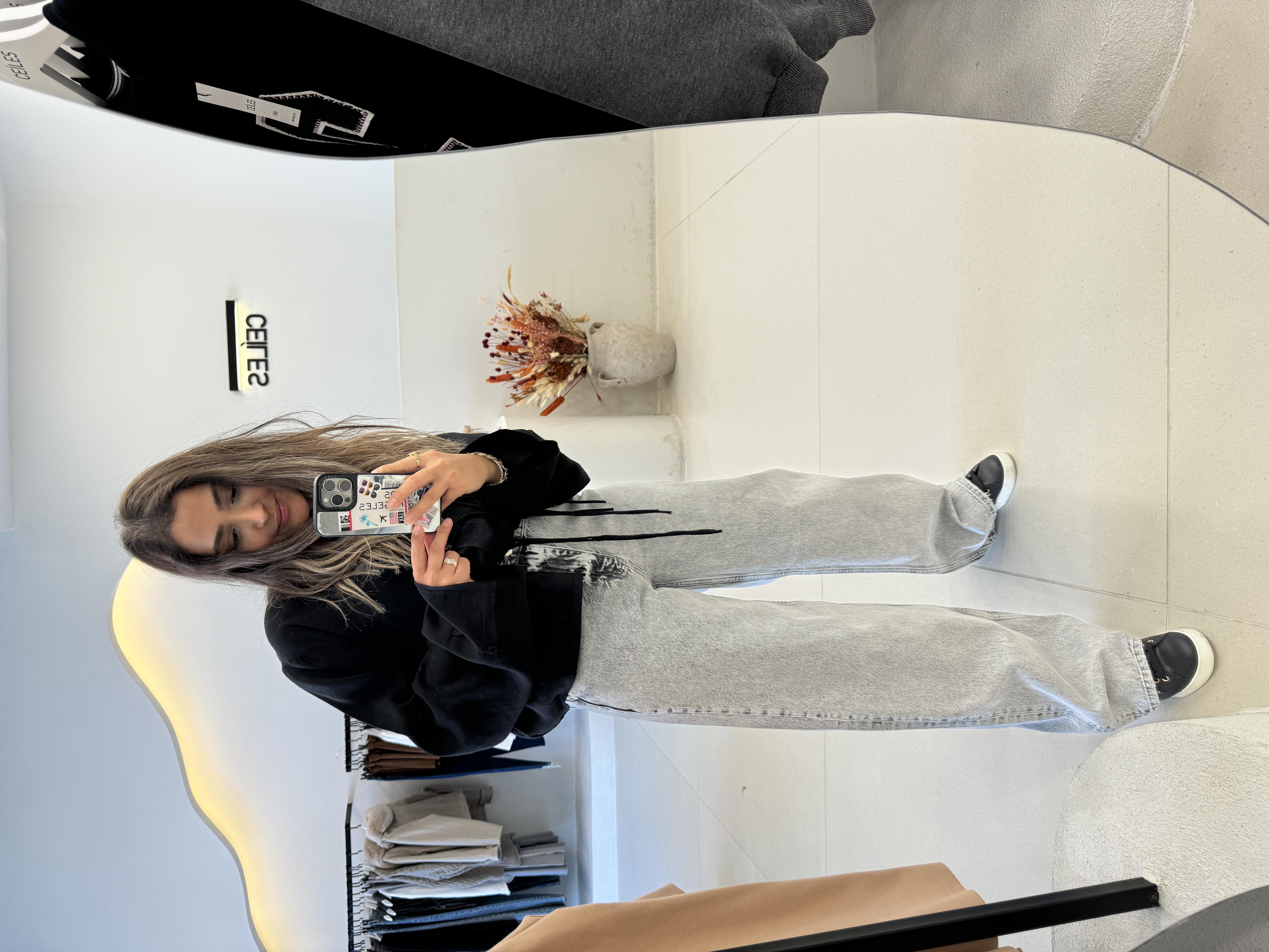 Gri Yıkamalı Baggy Model Jean