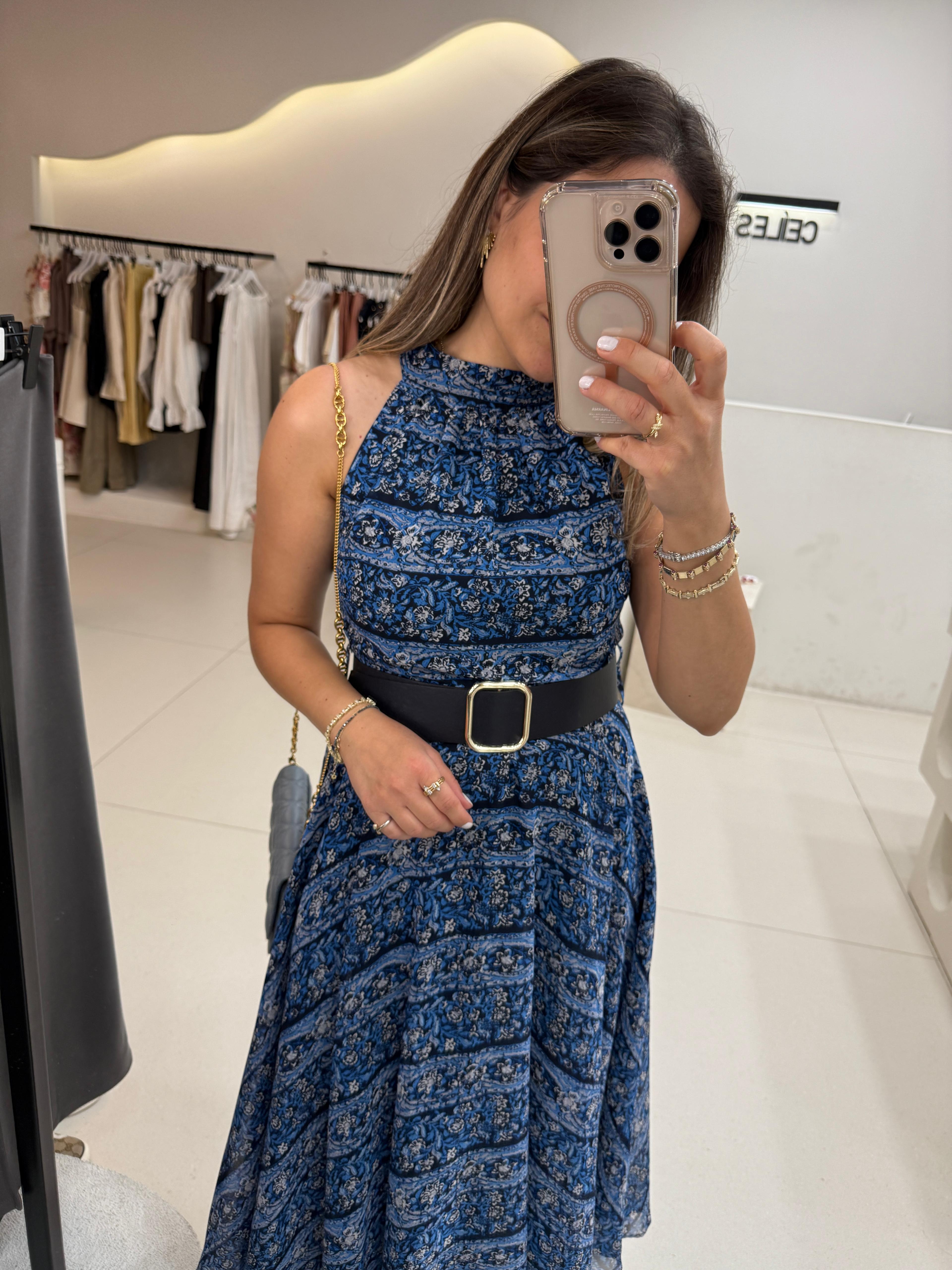 Kemerli Midiboy Şifon Elbise 