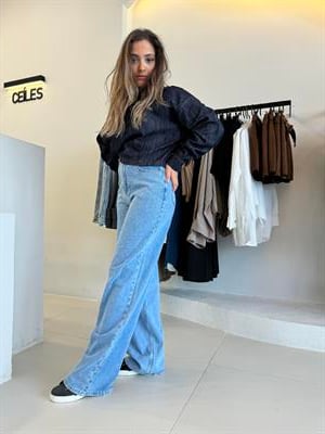 Yumuşak Dokulu Taşlı Jean Pantolon