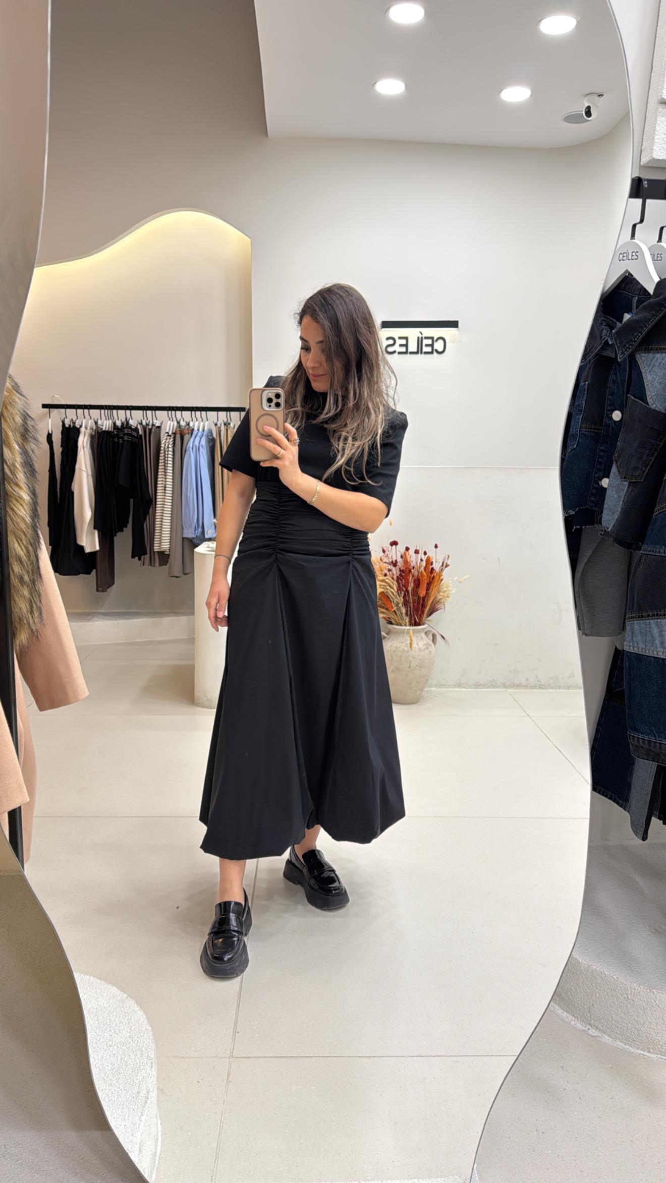 Drape Detaylı Balon Etek