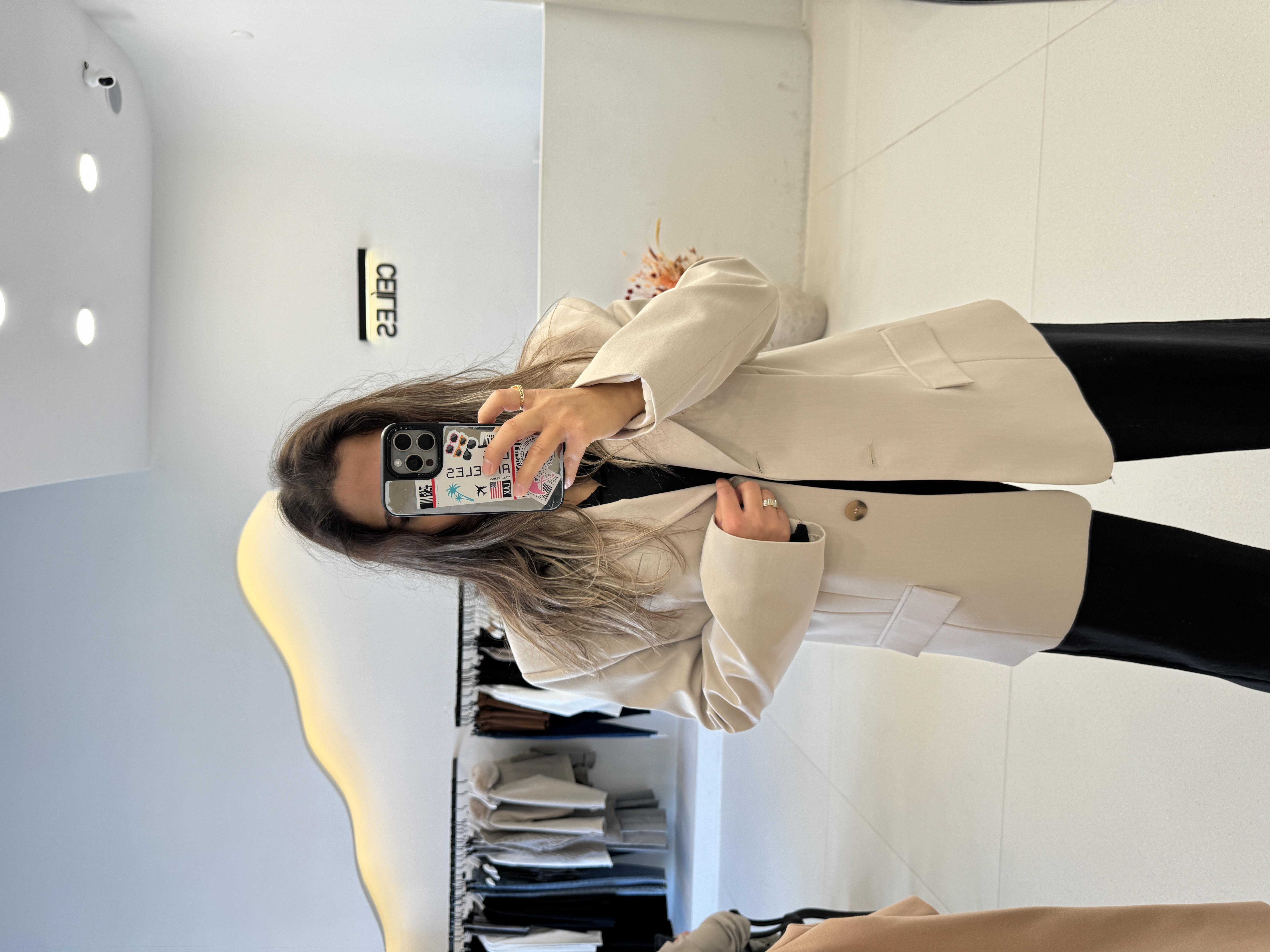 Maskülen Kalıp Bej Blazer Ceket