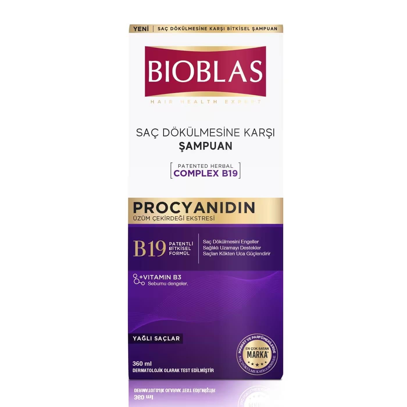 BIOBLAS Üzüm Çekirdeği Ekstresi Saç Dökülmesine Karşı Şampuan Yağlı Saçlar İçin 360 ml