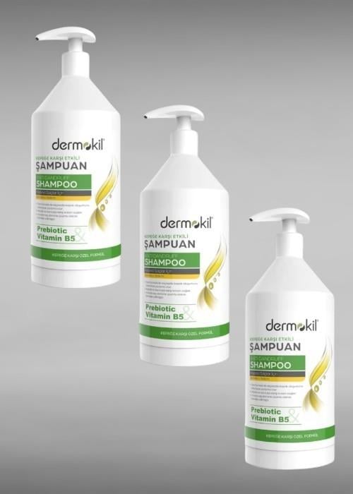 Dermokil Kepeğe Karşı Prebiotic&Vitamin  B5 Şampuan 1000 ml x3 Adet