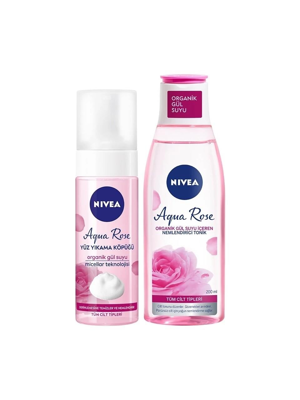 Nıvea Avantajlı Set Organik Gül Suyu Yüz Yıkama Köpüğü 150ml+Nemlendirici Tonik 200ml