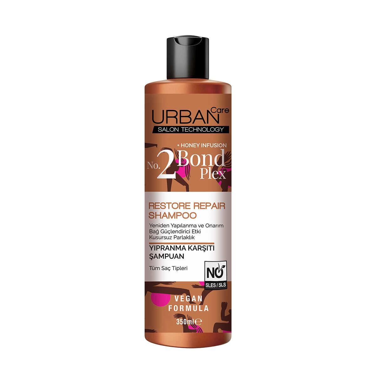 Urban Salon Technology No.2 Bond Plex Yeniden Yapılanma ve Onarım Bağ Güçlendirici Etki Kusursuz Parlaklık Yıpranma Karşıtı Şampuan 350 ml