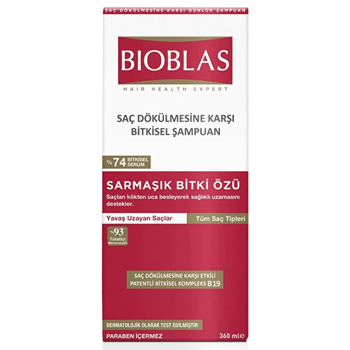 BIOBLAS Saç Dökülmesine Karşı Bitkisel Sarmaşık Bitki Özlü Şampuan Saç Dökülmesine Karşı Etkili Tüm Saç Tipleri İçin 360 ml