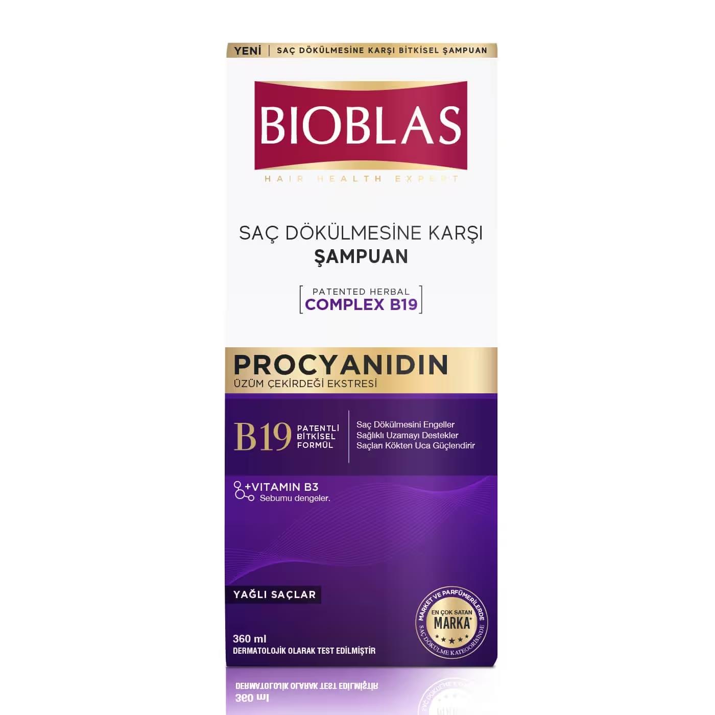 BIOBLAS Üzüm Çekirdeği Ekstresi Saç Dökülmesine Karşı Şampuan Yağlı Saçlar İçin 360 ml