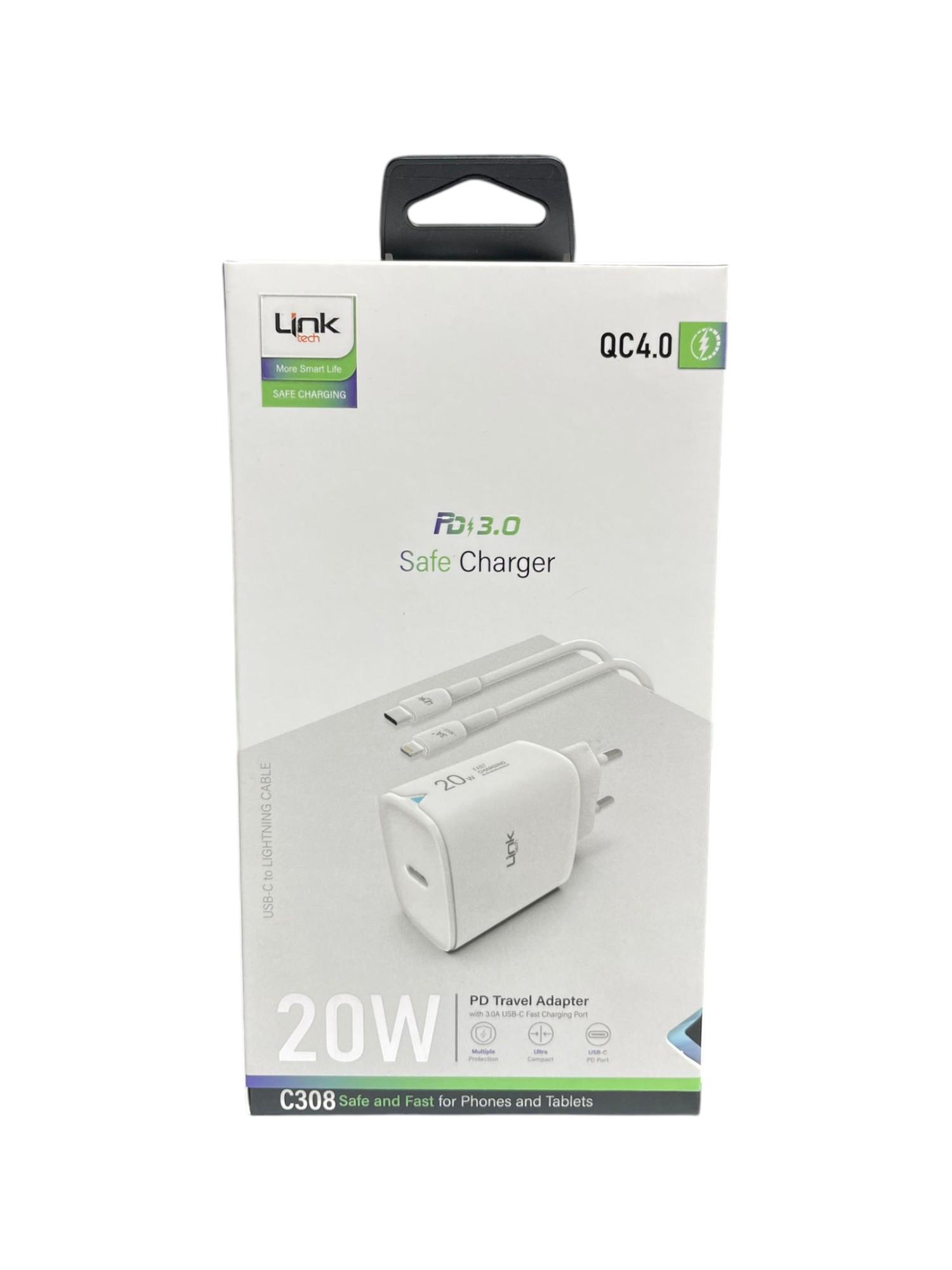 C308 Safe Tip-C Lightning Kablolu 20W Hızlı Şarj Cihazı