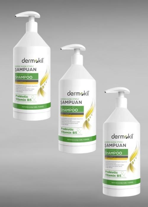 Dermokil Kepeğe Karşı Prebiotic&Vitamin  B5 Şampuan 1000 ml x3 Adet