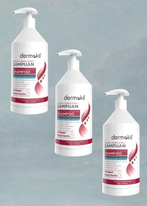 Dermokil Sağlıklı Uzama Etkili Collagen&Black Garlic Şampuan 1000 ml x3 Adet