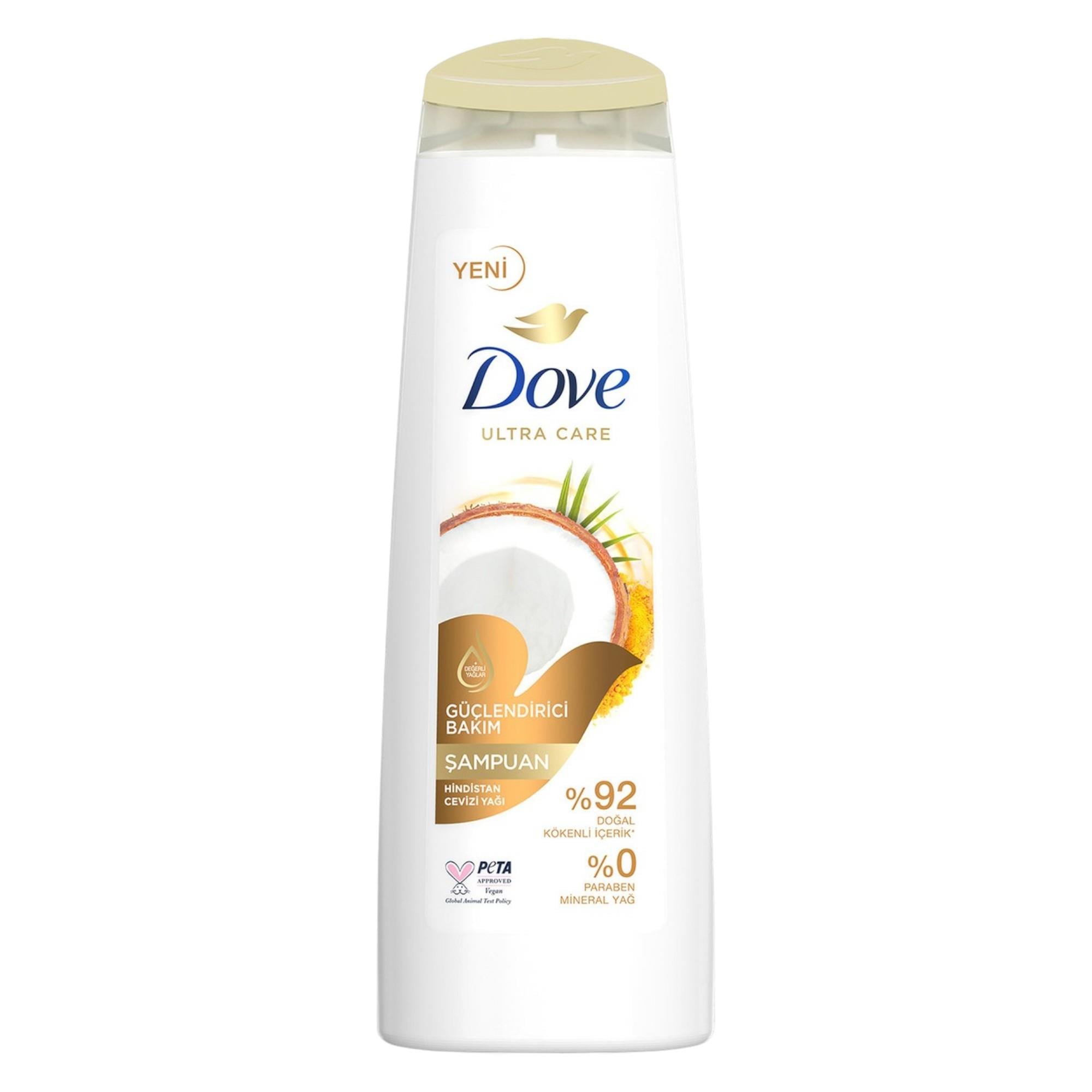 Dove Ultra Care +Değerli Yağlar Hindistan Cevizi Yağı Güçlendirici Bakım Şampuan 400 ml