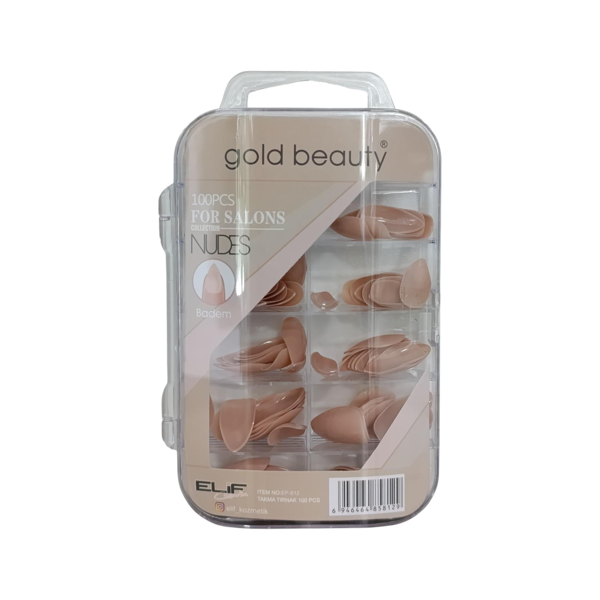 Gold Beauty Nudes Badem Takma Tırnak 100'lü