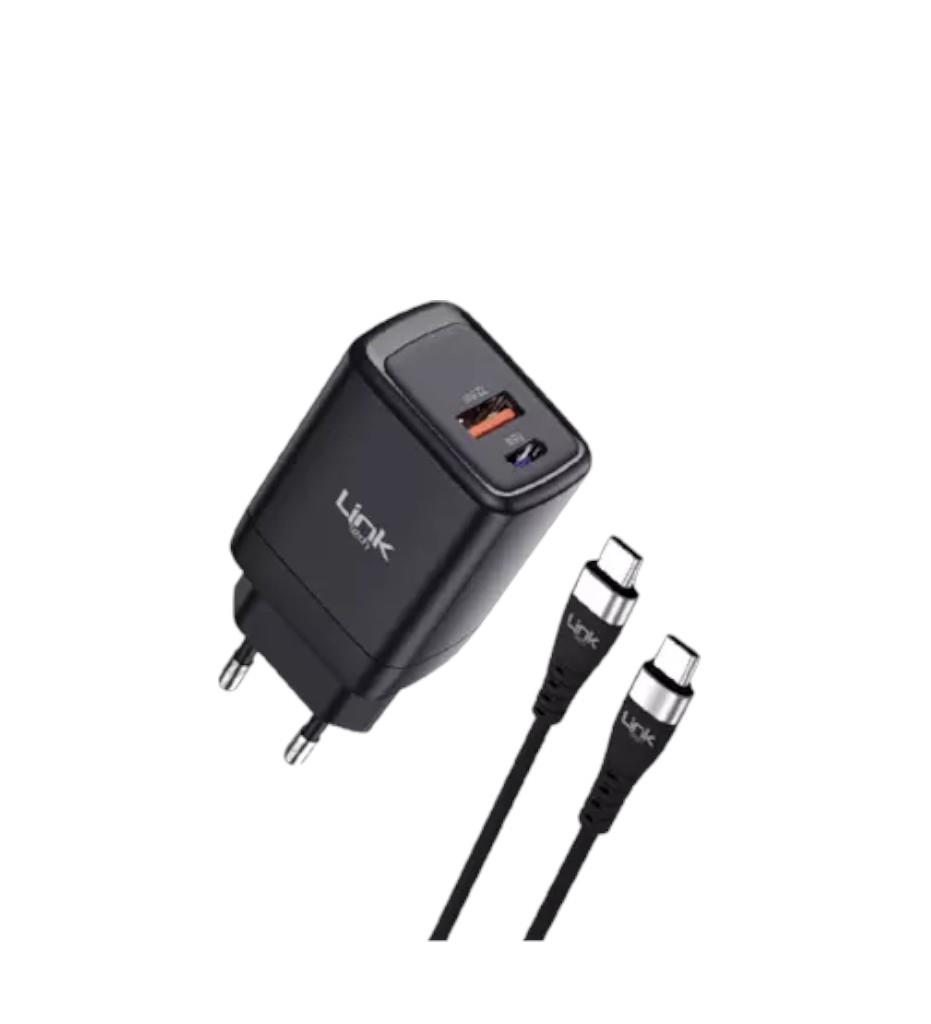 Link Tech G865 Premium 65W Type-C USB-A Super SI Mini Şarj Cihazı