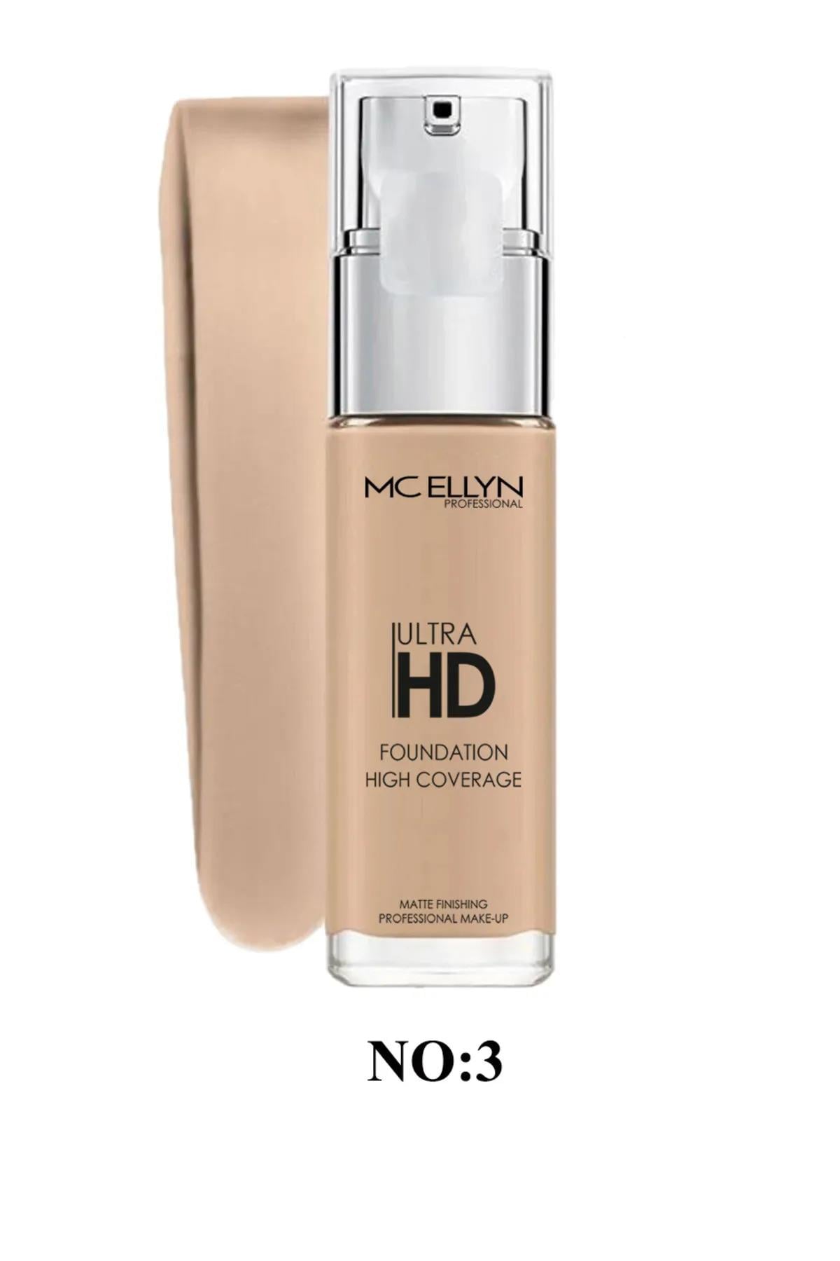 MC ELLYN Professıonal Ultra HD Foundatıon (No:03) Hıgh Coverage 40 ml (Cam Şişe) 