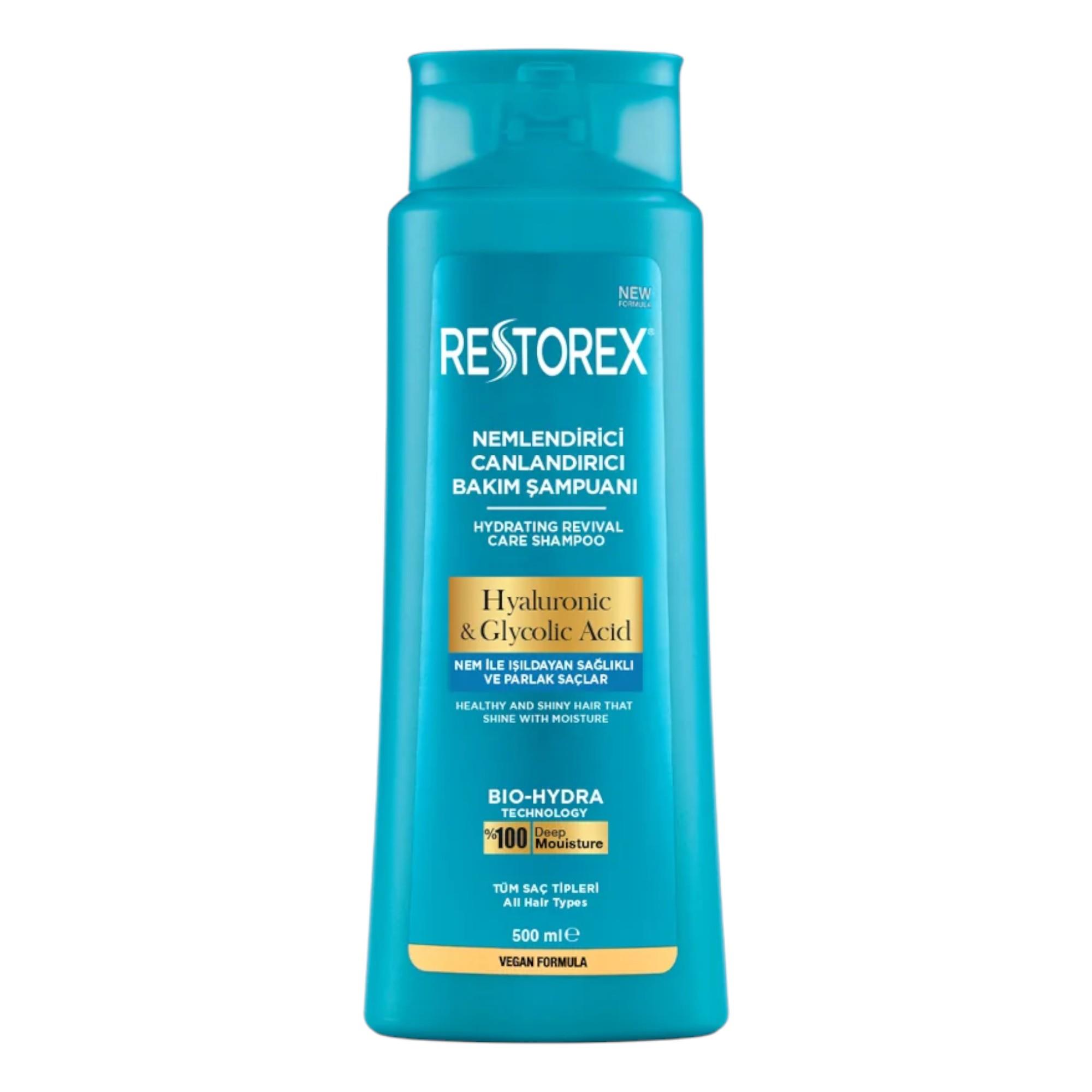 Restorex Nemlendirici Canlandırıcı Bakım Şampuanı Hyaluronic&Glycolic Acid 500 ml