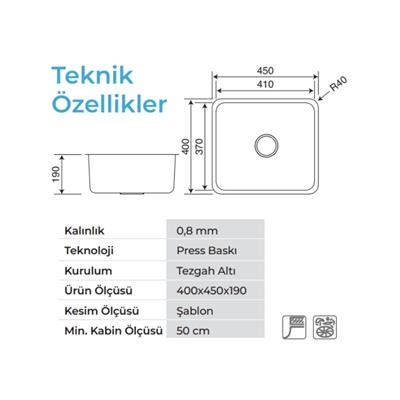 Crauf Lavello 3040 PVD Altın Evye