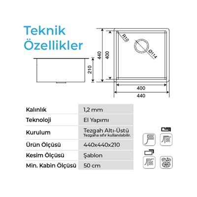 Crauf Stella 4444 PVD Bakır Evye