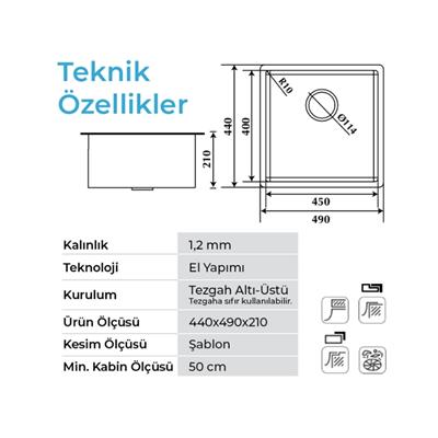 Crauf Stella 4449 PVD Bakır Evye