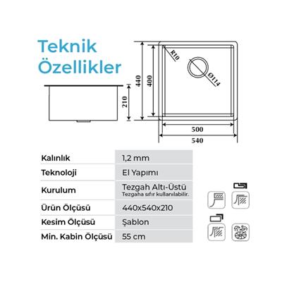 Crauf Stella 4454 PVD Bakır Evye