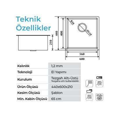 Crauf Stella 4460 İnoks Evye