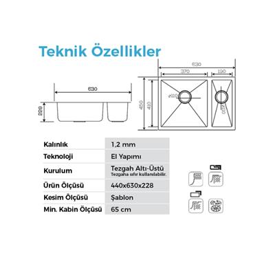 Crauf Stella 4563 PVD Bakır Evye