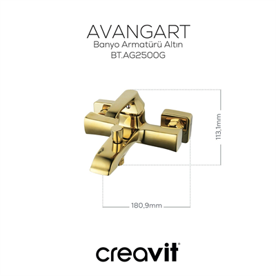 Creavit Avangart Banyo Armatürü Altın