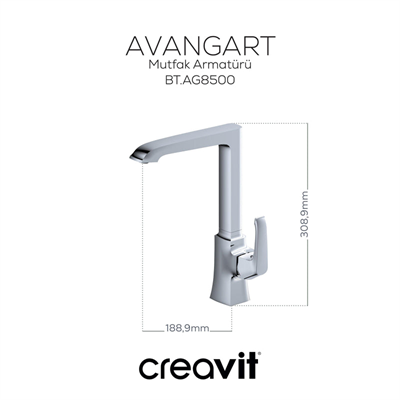 Creavit Avangart Mutfak Armatürü Krom