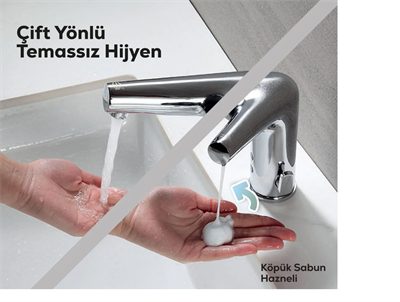 Creavit Köpük Sabun Hazneli Fotoselli Lavabo Armatürü Çift Su Girişli AC/DC BT.ES7010