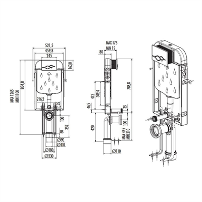 Creavit 8mm 3/6 Gömme Rezervuar Metal Ayaklı