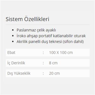 Formina Seat Panelli ve Oturmalı Duş Teknesi
