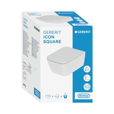 Geberit iCon Square Rimfree asma klozet, 54 cm + Kapak Dahil