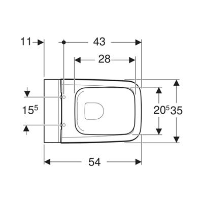 Geberit iCon Square Rimfree asma klozet, 54 cm + Kapak Dahil