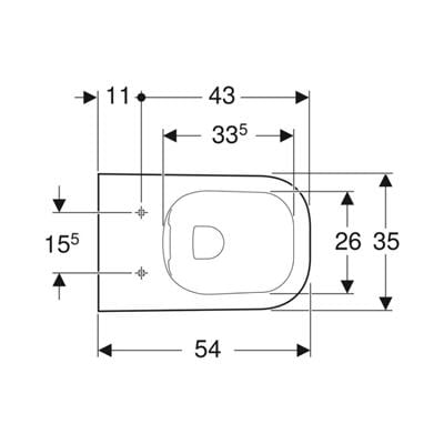 Geberit Smyle Square Rimfree Asma Klozet, 54 cm