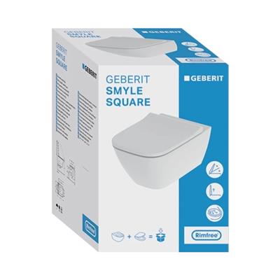 Geberit Smyle Square Rimfree asma klozet, 54 cm + Kapak Dahil