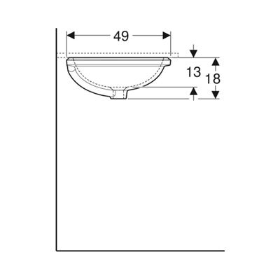 Geberit VariForm Tezgah Altı Lavabo, Eliptik, Taşma Delikli, 55x40 cm