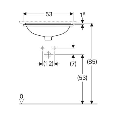 Geberit VariForm Tezgah Altı Lavabo, Dikdörtgen, 45x35 cm (Taşma Delikli)
