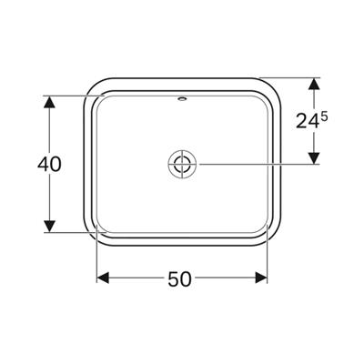 Geberit VariForm Tezgah Altı Lavabo, Dikdörtgen, 50x40 cm (Taşma Delikli)