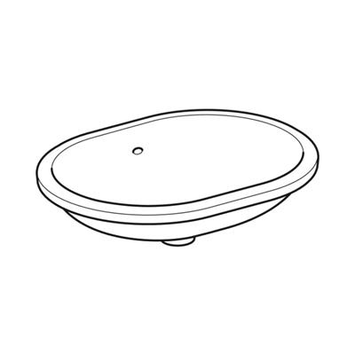 Geberit VariForm Tezgah Altı Lavabo, Eliptik, Taşma Delikli, 55x40 cm