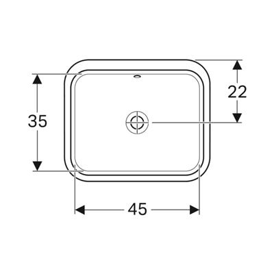 Geberit VariForm Tezgah Altı Lavabo, Dikdörtgen, 45x35 cm (Taşma Delikli)