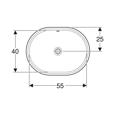 Geberit VariForm Tezgah Altı Lavabo, Eliptik, Taşma Delikli, 55x40 cm
