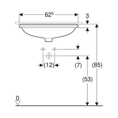 Geberit VariForm Tezgah Altı Lavabo, Eliptik, Taşma Delikli, 55x40 cm
